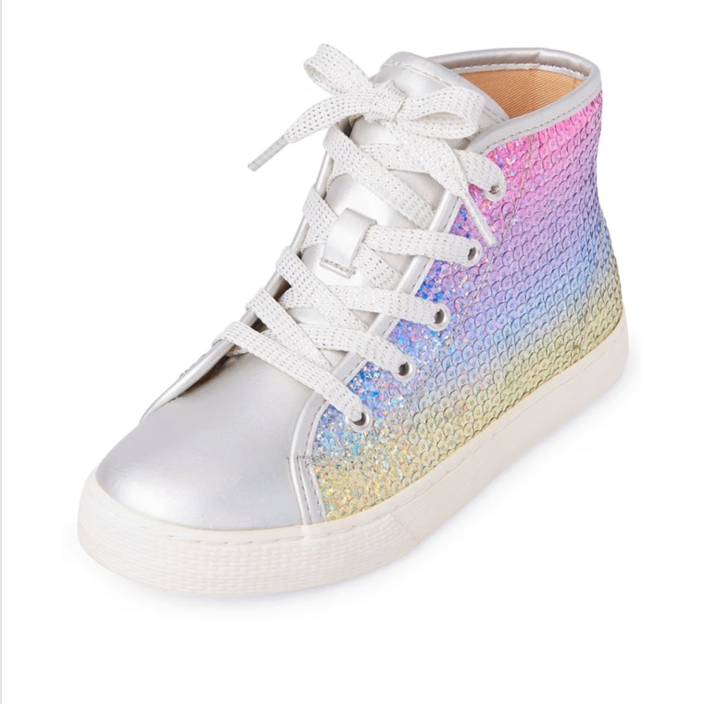 Children’s Place | Girls Rainbow Sequin Hi Top Sneakers | Size 5 (Big Kids)